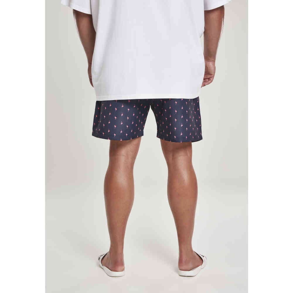 Urban Classics - Pattern Flamingo Zwemshorts - Blauw